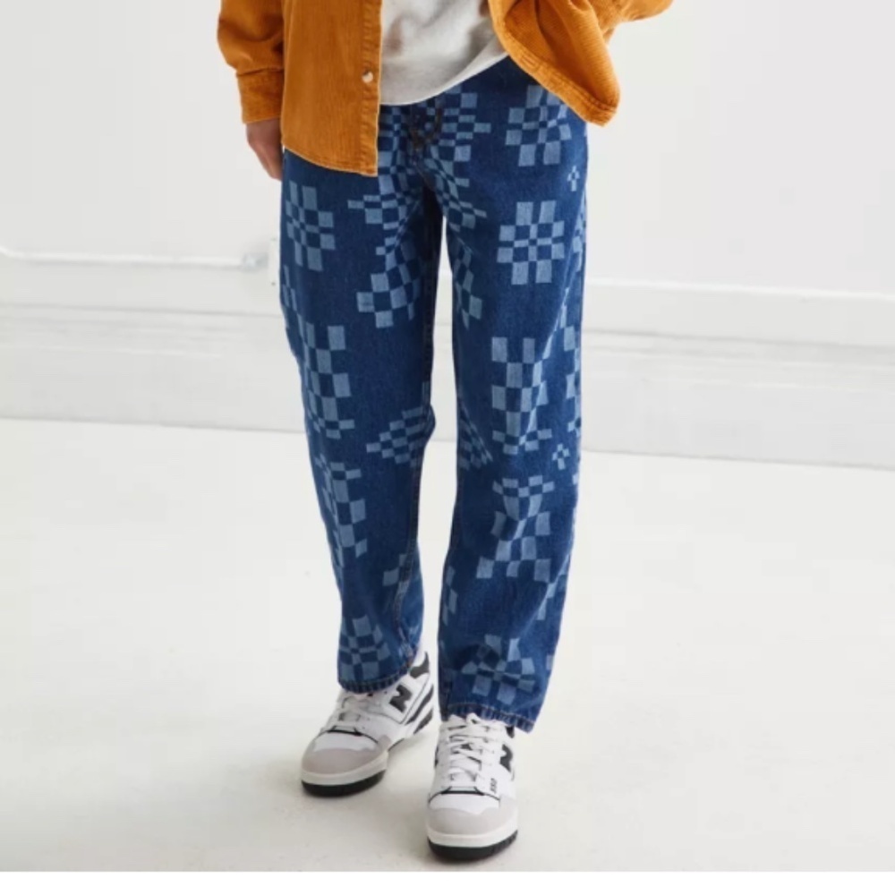 BDG Urban Outfitters Bow Fit Jean – Checkerboard Print Size 29/30 Unisex EUC